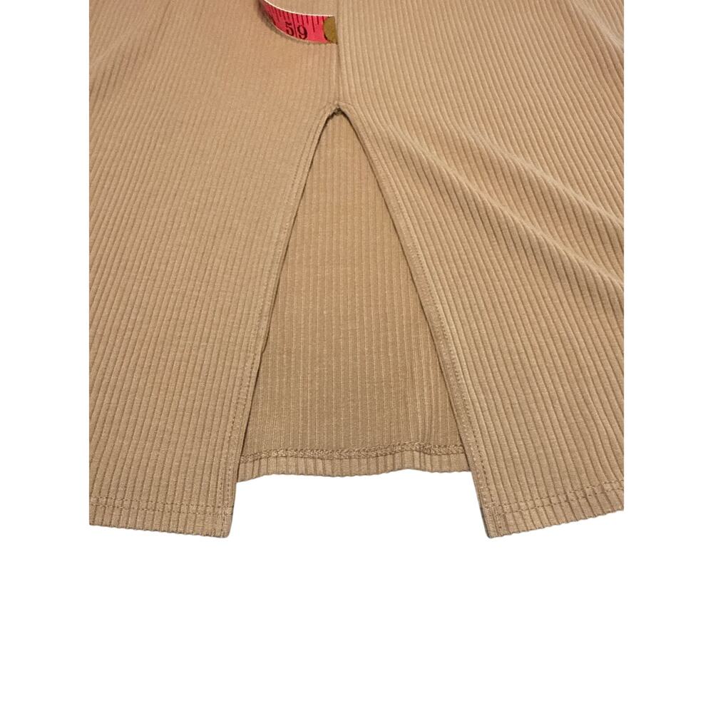 Bodycon Ribbed Knit Dress Size Large Butterscotch Back Slit Reformation Bleeker - Picture 10 of 14